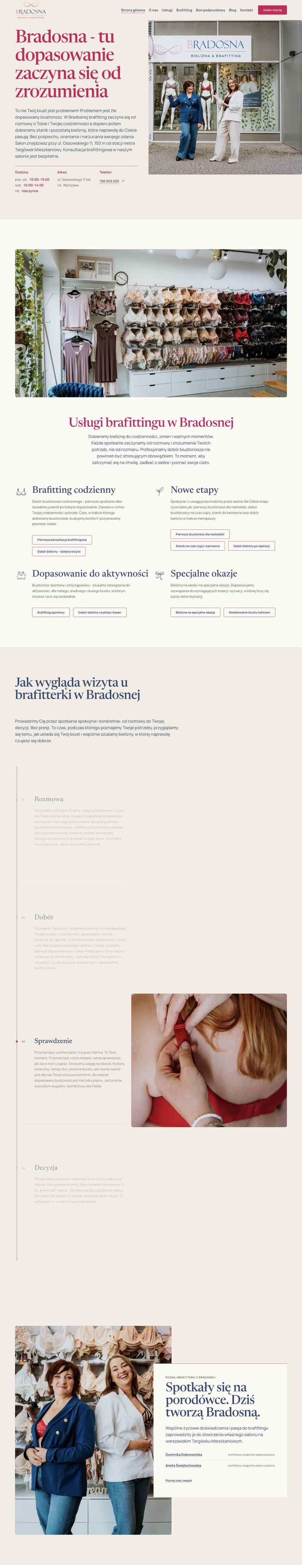 Projekt strony internetowej Bradosna - podgląd układu strony